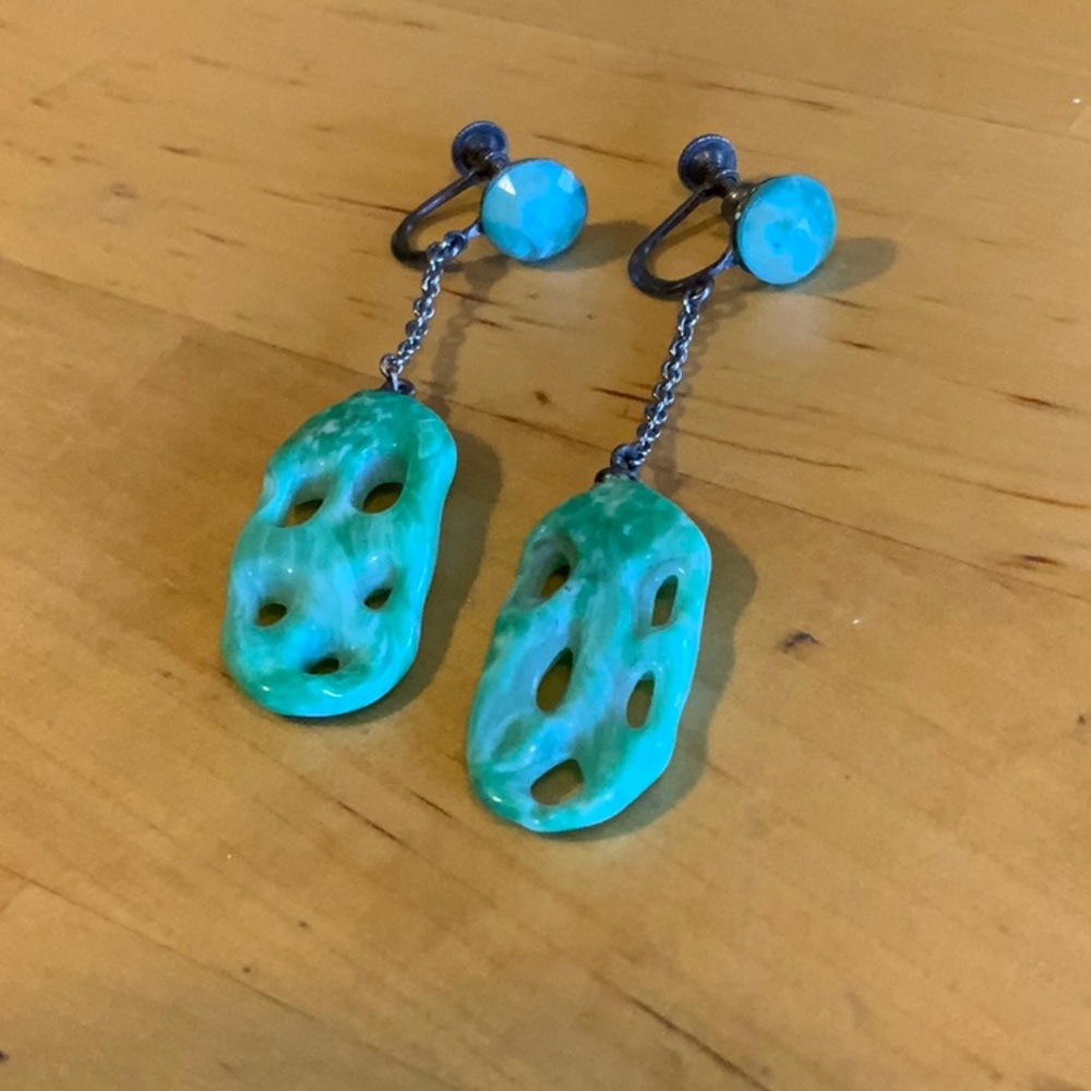 Very unique vintage screw on earrings. Sterling silver.